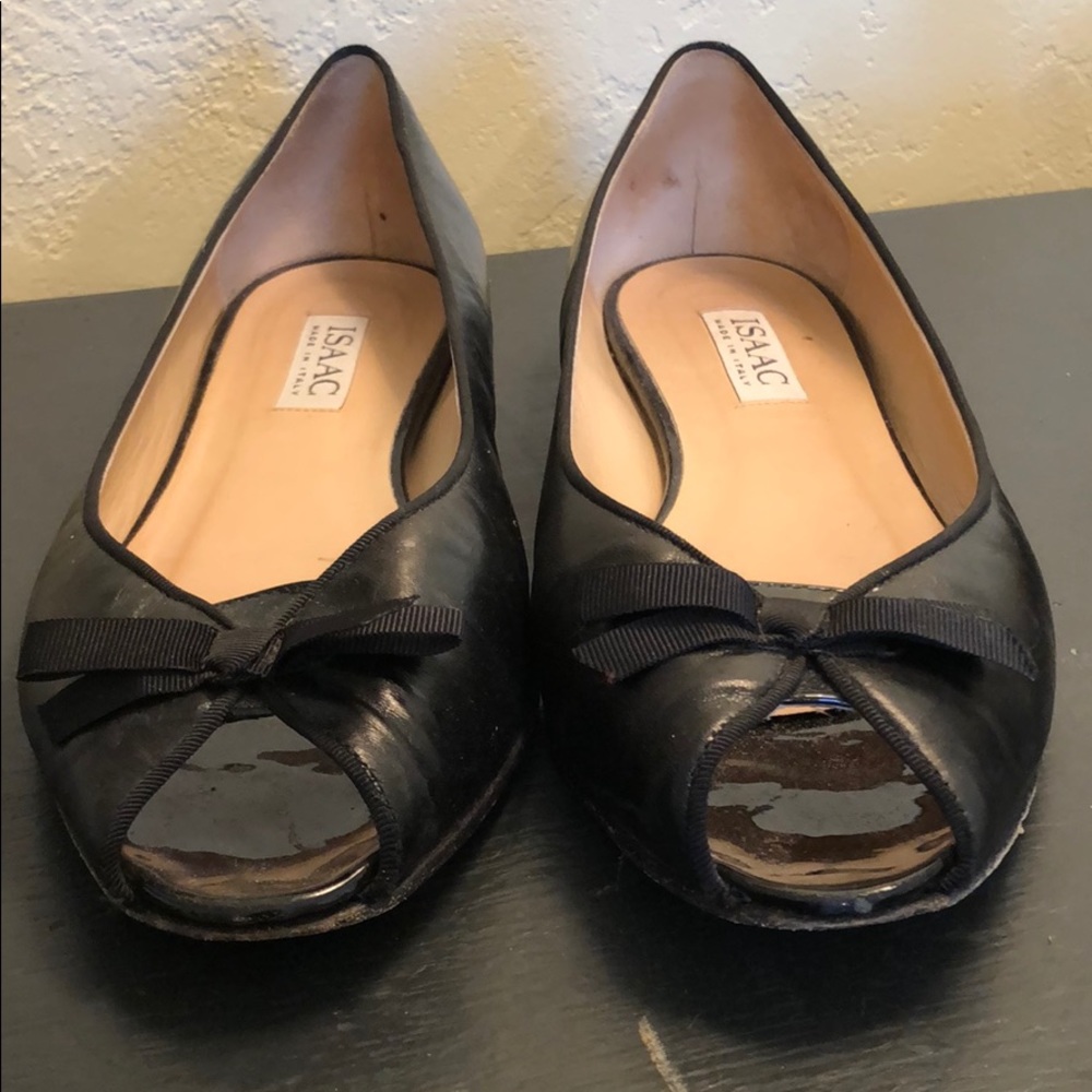 Isaac Made in Italy Black Leather Flats